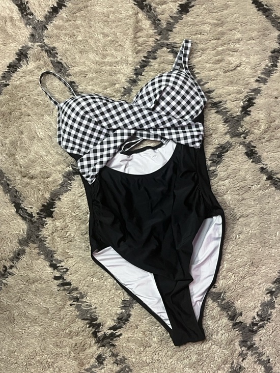 Other - Black & White Checkered Top One-Piece Swimsuit For Women (Med)